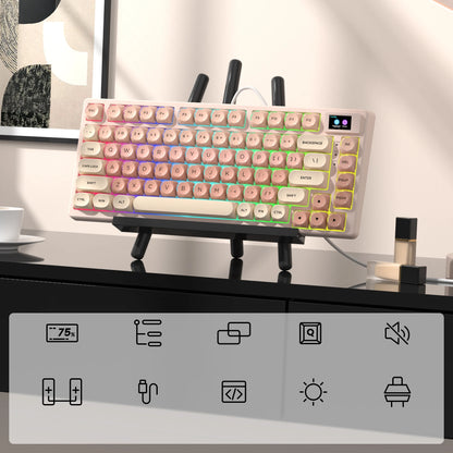 Womier S-K80 Keyboard Liquid 75% Hot Swap Keyboard with Color OLED Display Mechanical Gaming Keyboard Gasket Mount RGB for Windo