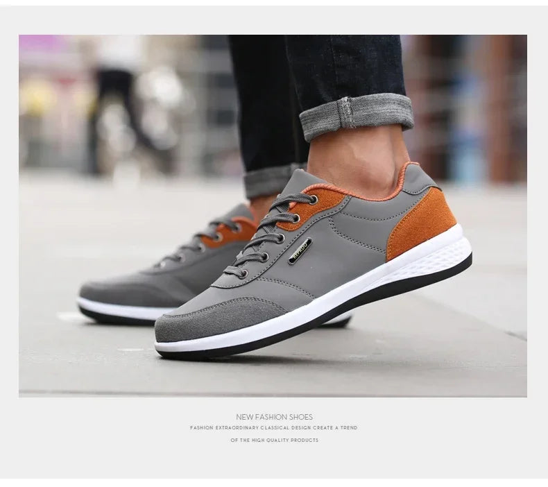 YRZL Men Shoes Spring Autumn Waterproof Walking Sneakers Leisure Male Leather Sports Shoes Non-Slip Footwear Tennis for Men