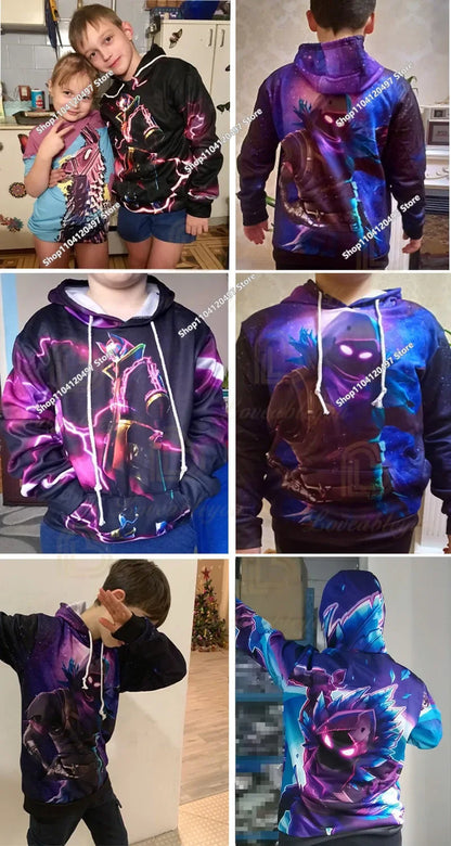 Children's Fortnite 2024 Sweatshirt 3D Digital Printed Hoodie Men's and Women's Pullover Jacket Long Sleeve Children's Gift