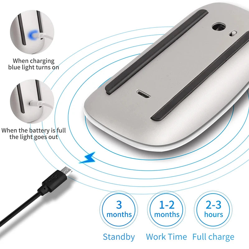 Magic Dual Mode Wireless Mouse Bluetooth Touch Slim Rechargeable Ergonomic for Macbook Air Pro PC Laptop Computer Notebook 2026