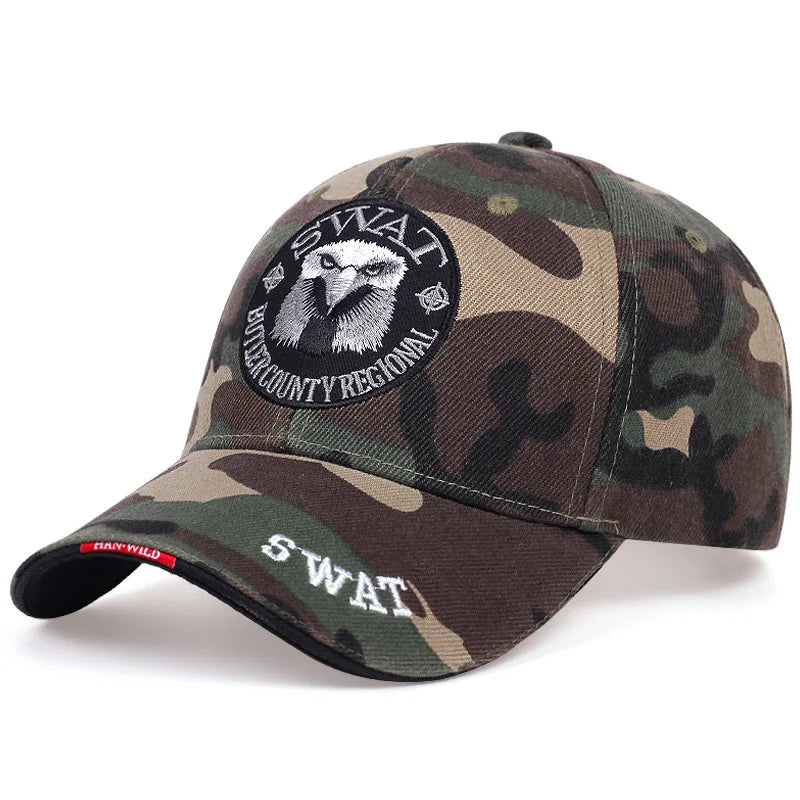 SWAT Eagle Baseball Cap Men's Embroidered Eagle Pattern Adjustable Peaked Caps Outdoor Visor Hat Tactical Hat Military Cap