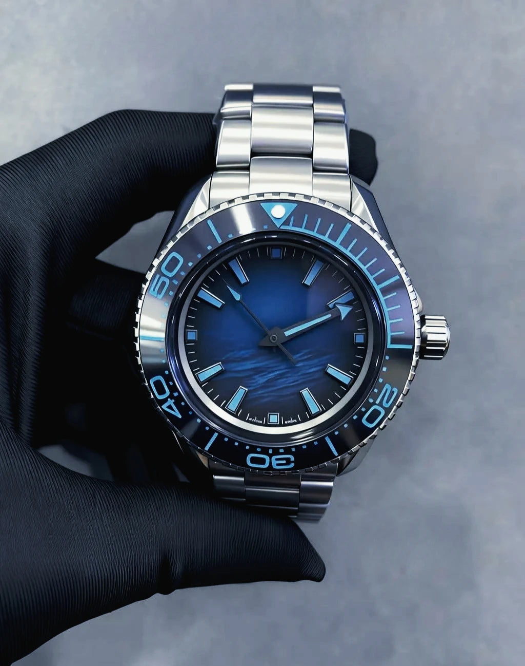 904L Stainless Steel case, for Men Automatic Mechanical Movement Luxury Watch, Black Blue Leather Ceramic Exquisite Heritage