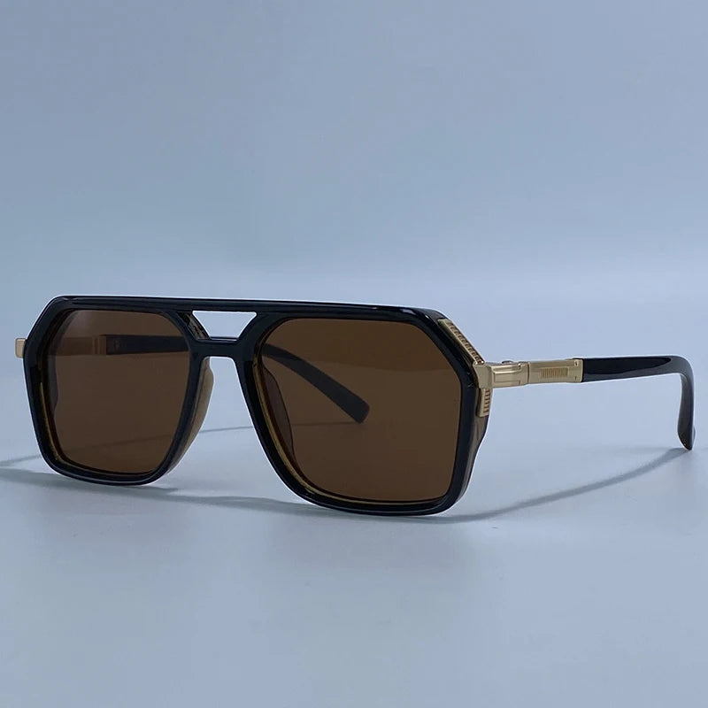 Vintage Steampunk Polarized Sunglasses Women Double Bridge Black 2026 Luxury Designer Driving Shades For Lady Fashion Eyewear