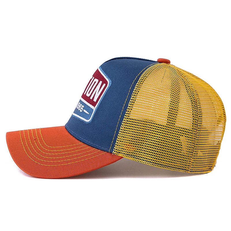 Unisex Baseball Cap Classic STATION Letter Pattern Mesh Cap Men And Women Breathable Streetwear Summer Trucker Hat