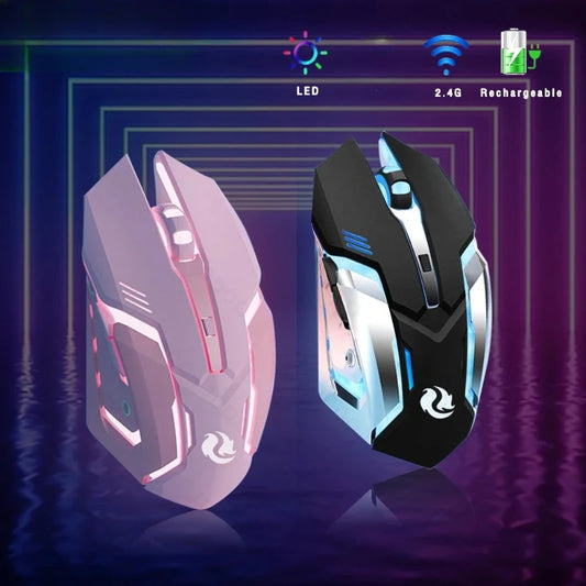 Gaming Mouse Rechargeable 2.4GWireless Bluetooth Mouse Mute Ergonomic Mouse for Computer Laptop LED Backlit Mice