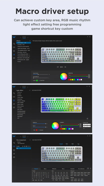 AULA F87 Pro Mechanical Keyboard 2.4g/Usb/Bluetooth Tri Mode Wireless 87 Key 5 Layer Silencing Filling Suitable For Gam Original