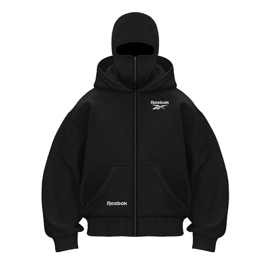 Reebok logo men's new double hood design sweatshirt, gothic style, Harajuku style, new winter warm double hooded sport jacket, m