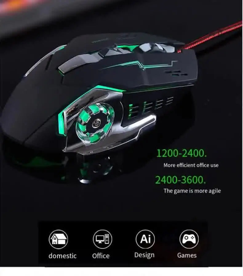 Carpbaba GM6 Gamer Gaming Mouse Adjustable Wired Optical LED Computer Mice USB Cable Silent Mouse For Laptop PC