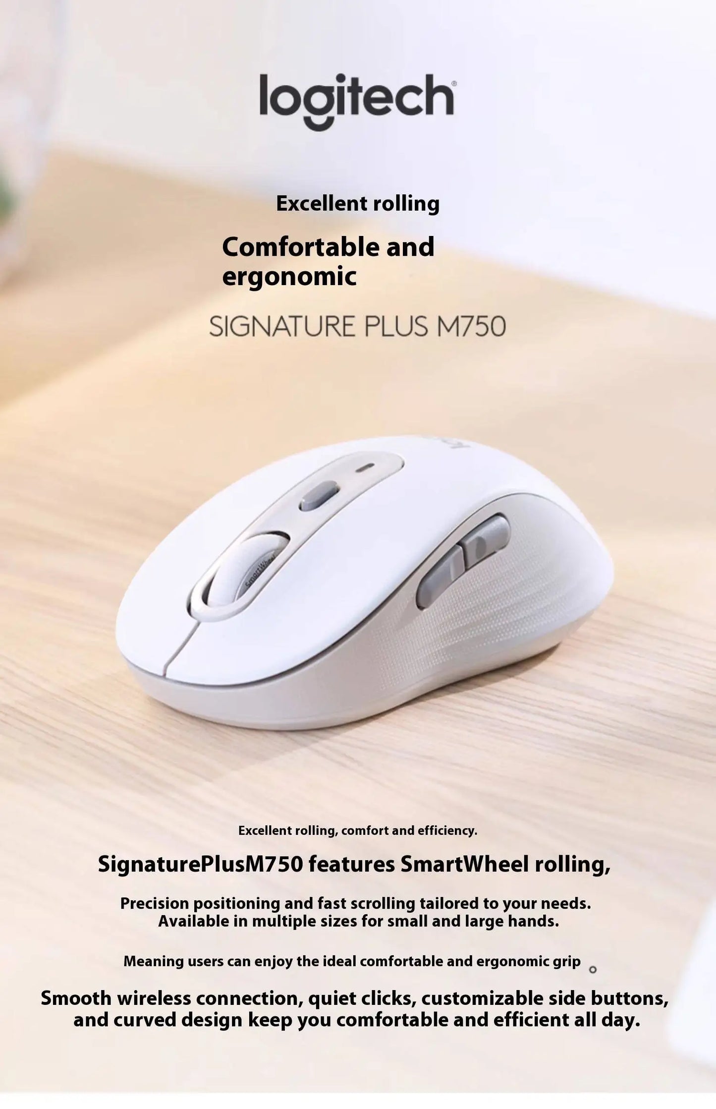 Official Flagship Logitech MX Anywhere 3S Wireless Mouse, Light Sound Bluetooth Laptop, Desktop Computer M750 Series