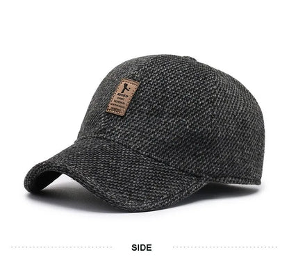 Baseball Cap Woolen Knitted Winter Ear Cover Baseball Cap Men Thicken Warm Hats with Earflaps Sport Golf Hats Snapback
