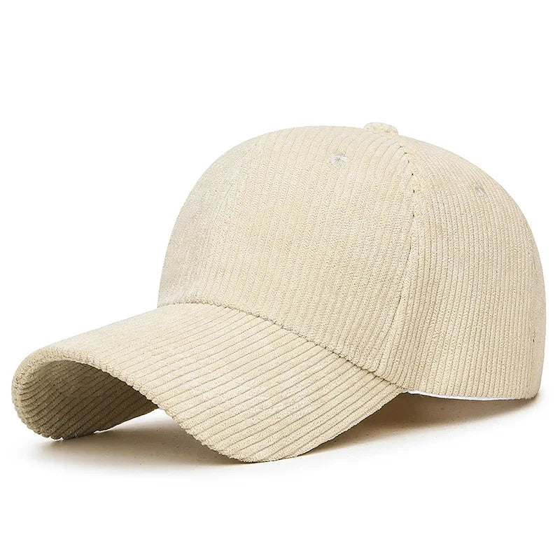 Corduroy Baseball Cap - Adjustable Snapback, Breathable Versatile Striped Casual Hat
