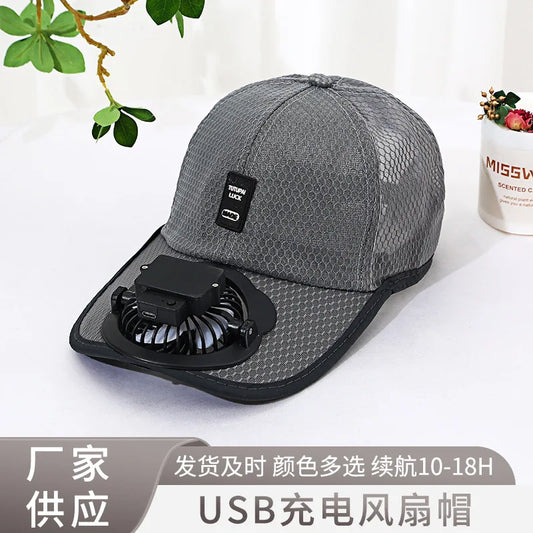 Rechargeable Fan Baseball Net Hat Sun Protection Duck Tongue Breathable Net Hat For Couples Outdoor Travel Men Women mz129