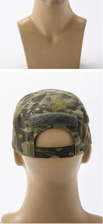 Spring Camo Baseball Cap - Tactical Military Snapback with Hook & Loop Patch Unisex Breathable Sun Hat Outdoor UV Protection