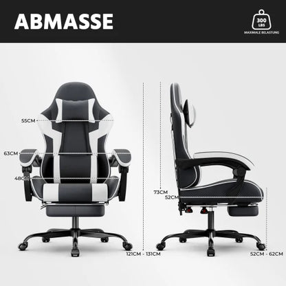 Ergonomic PU leather gaming chair with lumbar support, adjustable height and backrest, 200KG load capacity, black orange