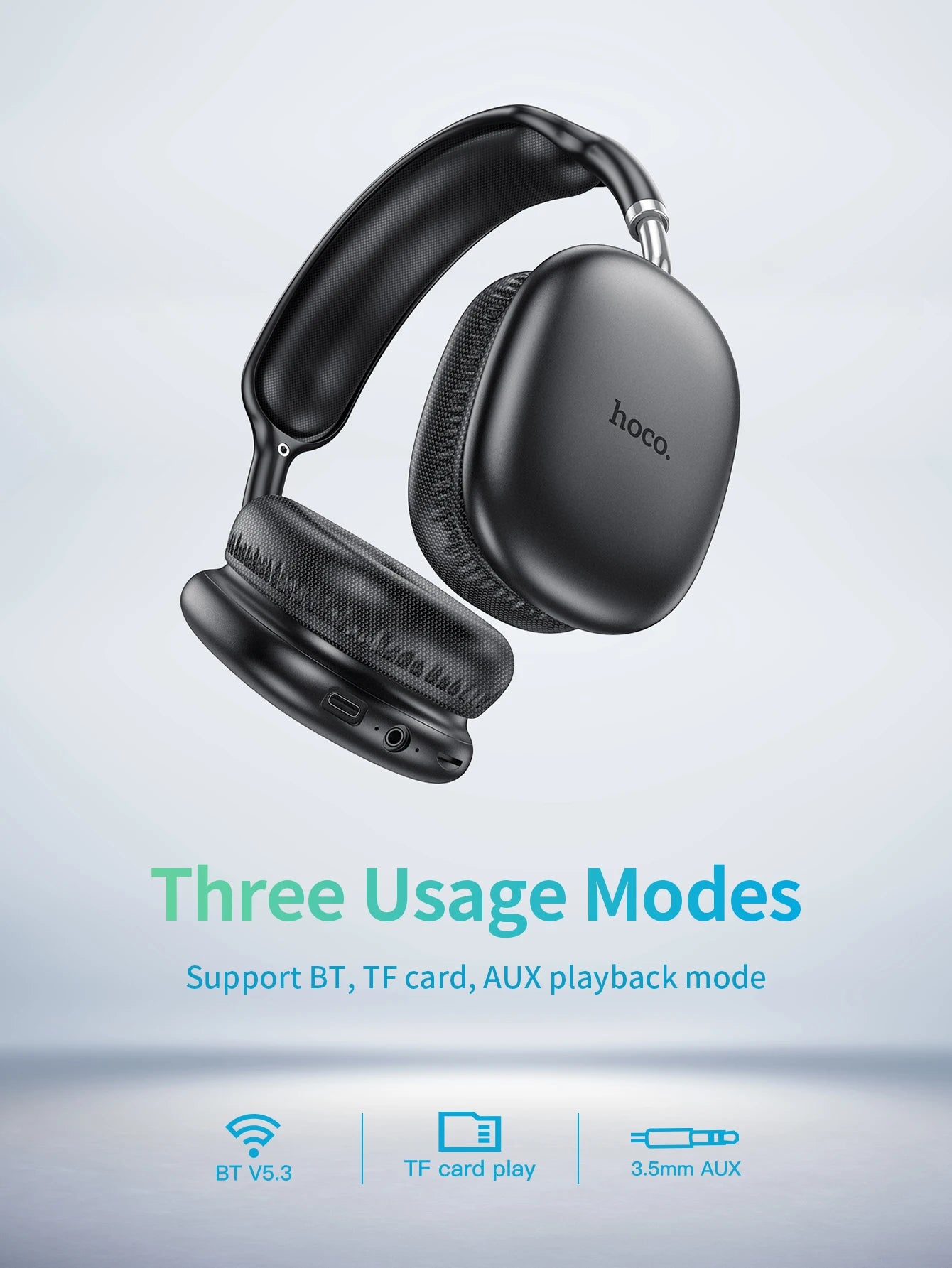 HOCO W35 Air Over-ear Bluetooth Headphones Wireless Sports headset Suport TF card AUX mode Stereo Smart Gaming Student Earphones