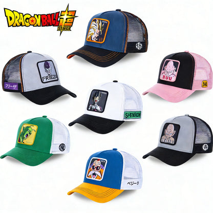 Șapcă Dragon Ball Son Goku de vară pentru călătorii, cu cozoroc, pentru bărbați, brodată, în stil hip-hop, din plasă, cu vizieră de soare, șapcă de baseball, pentru sport în aer liber