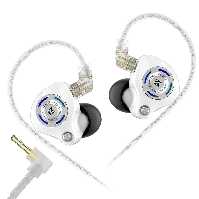 Auriculares IEM Gaming KZ Gale – Monitores In-Ear HiFi com driver superlinear e cabo de 2 pinos destacável banhado a prata