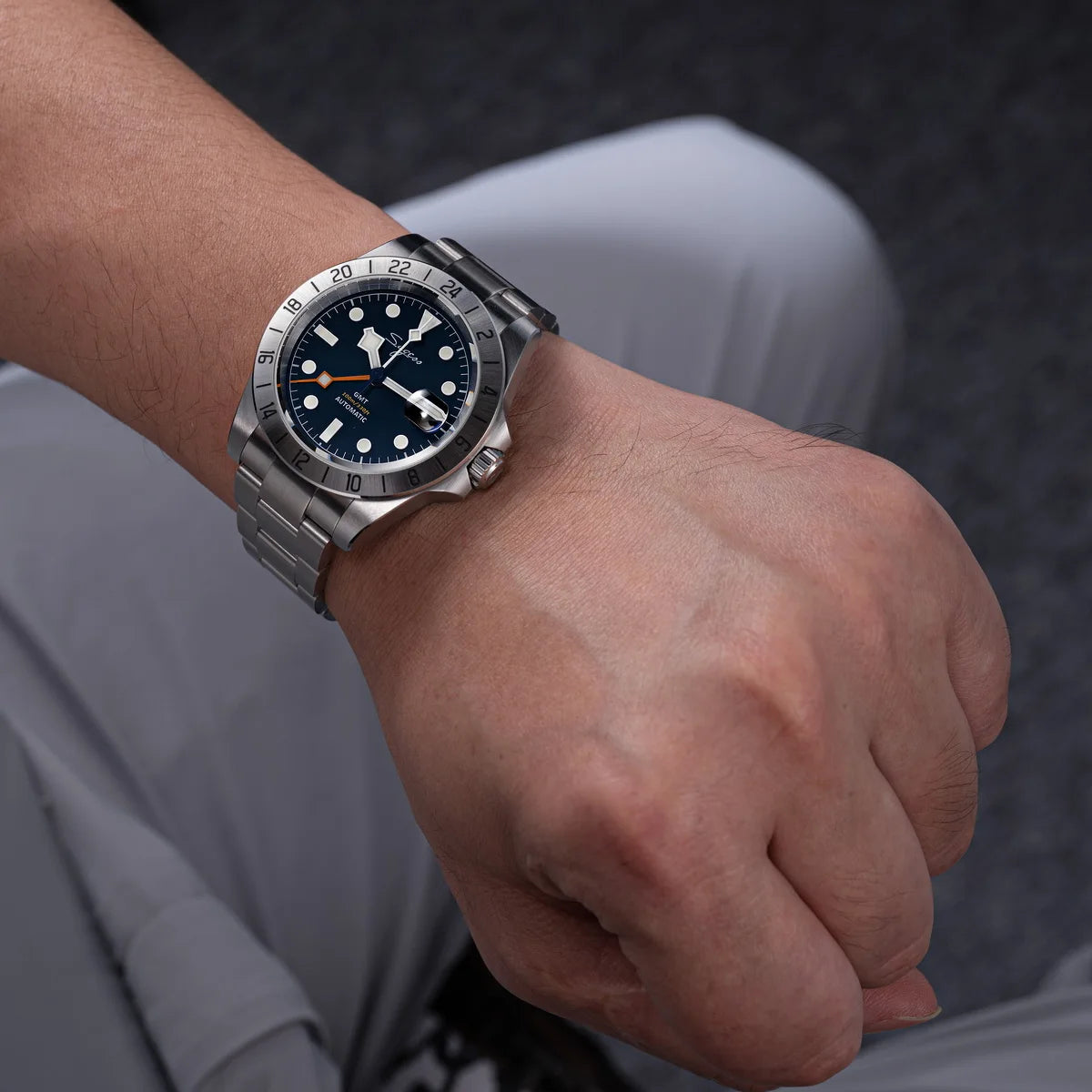 SEESTERN GMT Retro Watch for Men NH34 Automatic Movement Mechanical Wristwatches Sapphire Crystal Fine-tuning Pull Button S436