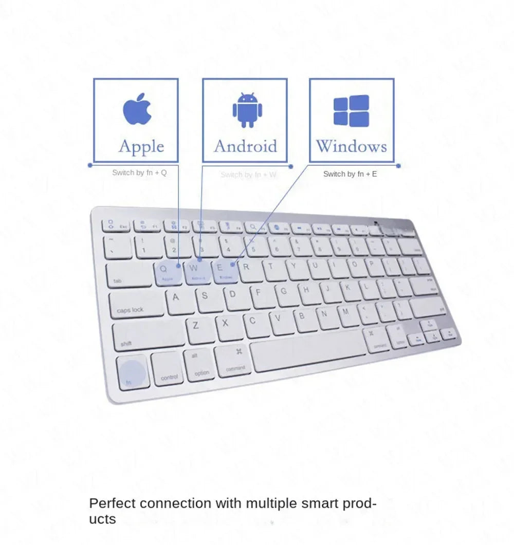 Mini Bluetooth Wireless Keyboard - 78 Keys Portable for PC/Tablet/Smartphone, Compatible with iPad, Compact Design forOffice
