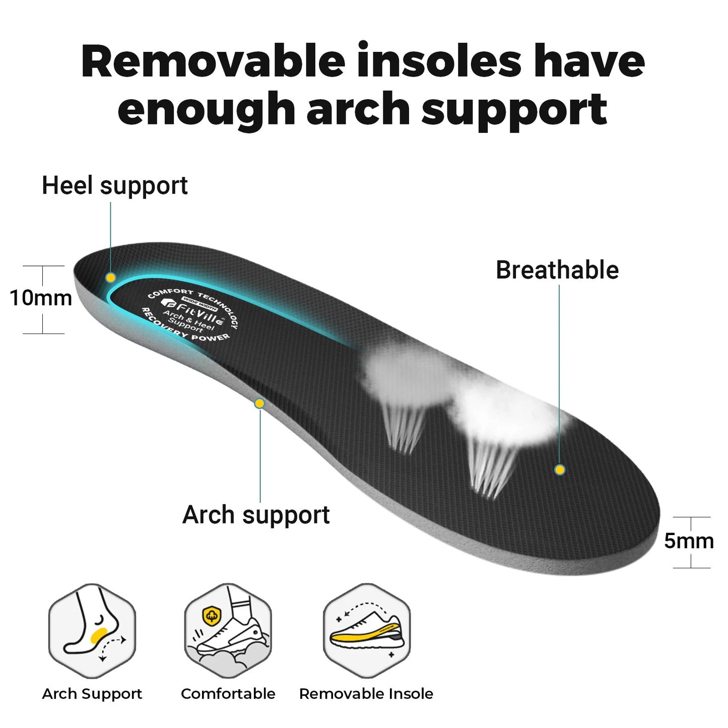 FitVille-schoenen met brede teenruimte voor heren, goed gedempte extra brede schoenen, antislip, breed, lichtgewicht en ademend, voor hardlopen