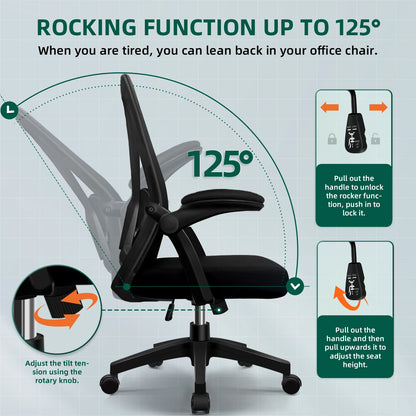 Daccormax Ergonomic Office Chair, Adjustable Lumbar Support, Swivel Heavy-Duty Rolling, Padded Armrests, Multi-Tilt for Relax.