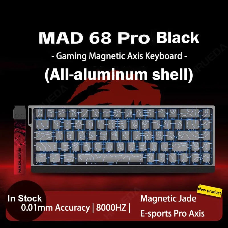MADLIONS MAD 60/68HE Gaming Magnetic Switch Keyboard Wired Key Web Drive Custom 8K 61/68 Return RT Adjustable Keystroke Hot Swap