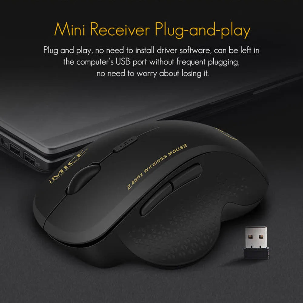 Gaming ABS Wireless Mouse Ergonomic Computer IMICE Mouse 2.4Ghz Gamer PC Optical Mouse With USB Receiver 1600 DPI For Laptop PC