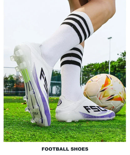 Botas de fútbol para hombre, tacos para césped, alta calidad para partido al aire libre, calzado antideslizante para niños, modelo de caña alta ligero muy vendido