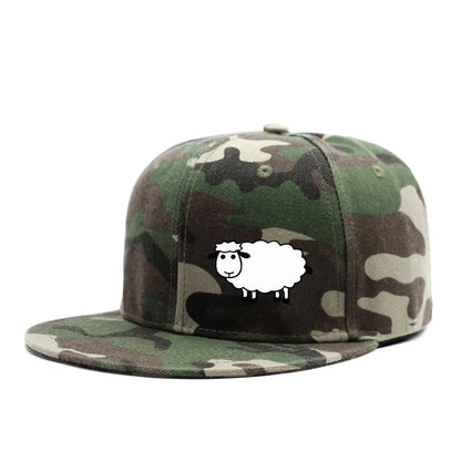 Unisex Adjustable Baseball Cap - Street Style Flat Brimmed Sheep Pattern Hat Casual Versatile And Personalized Hat