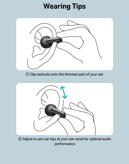 Baseus Bowie MC1 Ear Clip Wireless Earphones Bluetooth 5.4 Open-Ear Headphones Clip-On Sports Earbuds  IP57 Waterproof AI-Bass