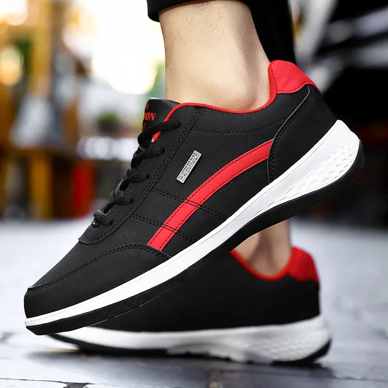 Leather Sneakers for Men, Casual Shoes, Soft Sole, Outdoor Walking Shoes, Sports, Four Seasons