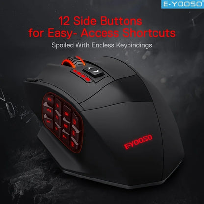 E-YOOSO RGB Wired Gaming Mouse Ergonomic Shape 16400 DPI Adjustable Mouse Support Macro Editing for Desktop PC/Laptop Office