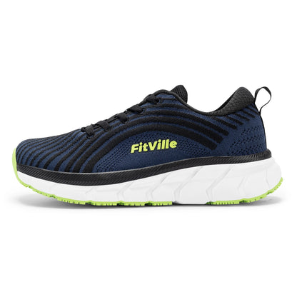 FitVille-schoenen met brede teenruimte voor heren, goed gedempte extra brede schoenen, antislip, breed, lichtgewicht en ademend, voor hardlopen