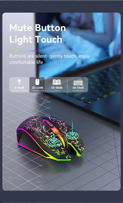 RGB Gaming Mouse 2.4G Wireless Mouse Bluetooth Mouse 1600DPI 6 Mute Buttons Mice Ergonomic Dual-Mode Office Mice For MacBook PC