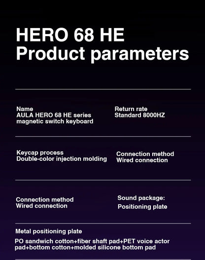 AULA HERO68 HE Magnetic Switch Keyboard Rapid Trigger 8K Polling Rate Esports Gaming Keyboard RGB Wired Mechanical Keyboard
