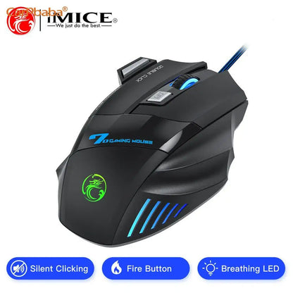IMICE X7 Optical Gaming Mouse Adjustable DPI Ergonomic Anti Slip Design Colorful Luminuse Suitable for DesktopComputers Laptop