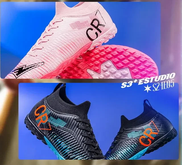 Kinder-Fußballschuhe mit Zehenschutz gegen Stöße, Schnürverschluss, kurzen rutschfesten Stollen, strapazierfähig und atmungsaktiv, für Outdoor-Spiele auf Rasen