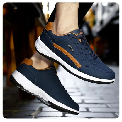 Leather Sneakers for Men, Casual Shoes, Soft Sole, Outdoor Walking Shoes, Sports, Four Seasons