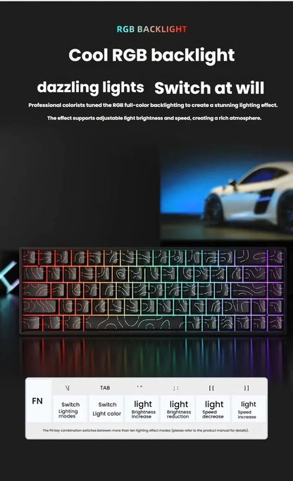 K61 Wired Portable Mechanical Keyboard, Phantom RGB Colorful, Gaming-grade Response, Ergonomic Design, Gaming Office Usable