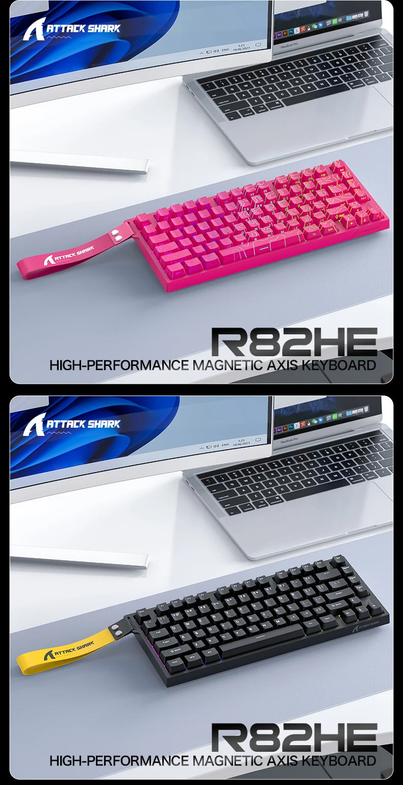 ATTACK SHARK R82 HE 75% Magnetic Keyboard 8000Hz Rapid Trigger 0.005mm RT 0.08ms Latency RGB Wired Gaming Keyboard