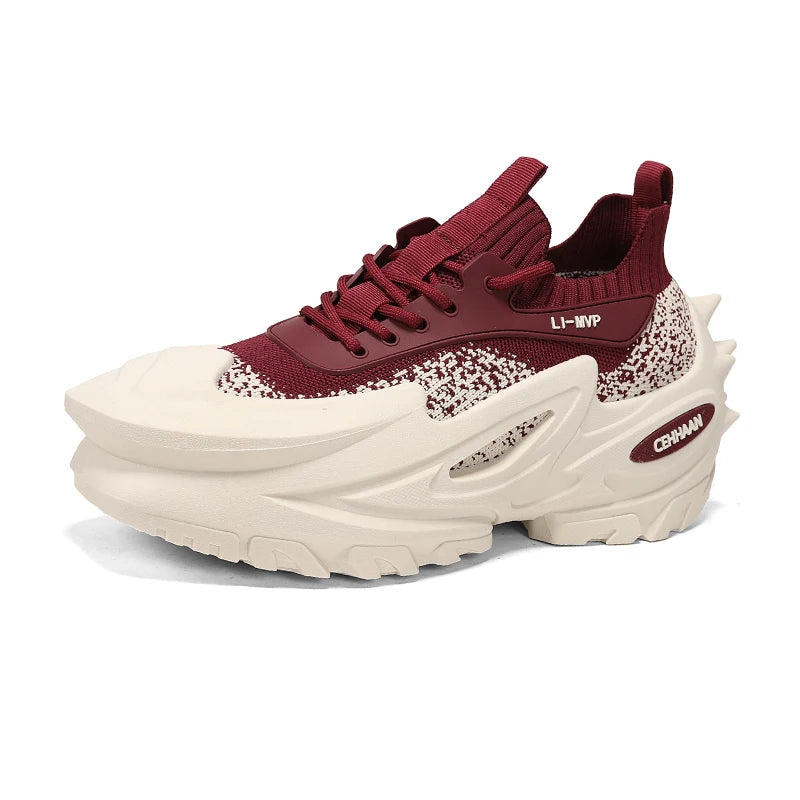 Men's Sports Shoes Elastic Thick-Soled Anti-Slip Outdoor Fitness Shoes Versatile Daily Wear Casual Street Fashion Walking Shoes