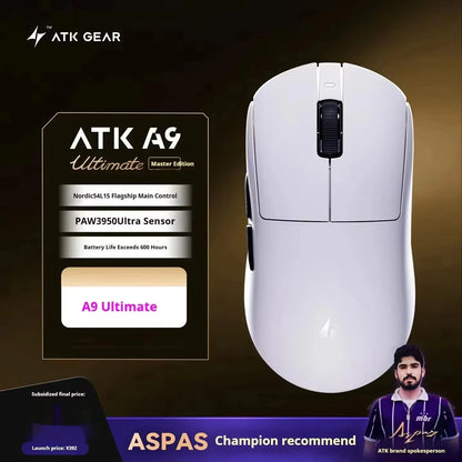 ATK A9 Wireless Gaming Mouse NearLink Technology Ergonomic PAW3395 Tri-Mode Bluetooth Low Latency Esports Mice PC