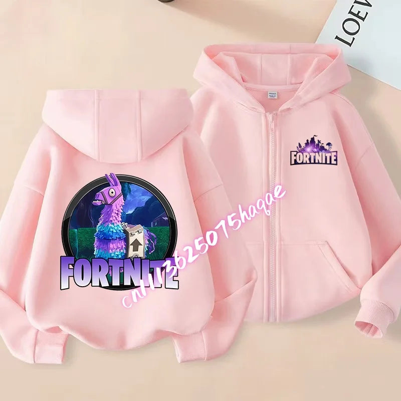 Nová detská mikina Fortnite so zipsom, kreslený anime štýl, ležérna a priedušná mikina s kapucňou pre chlapcov, kabát/bunda, jar 2026, detské oblečenie