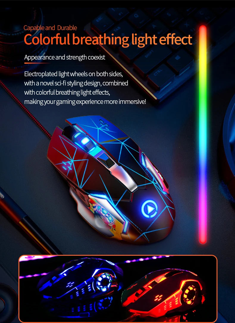 USB Wired Gaming Mouse 6 Button Backlit Ergonomic Mice DPI  Adjustable Optical Mice for PC Gamer Computer Desktop