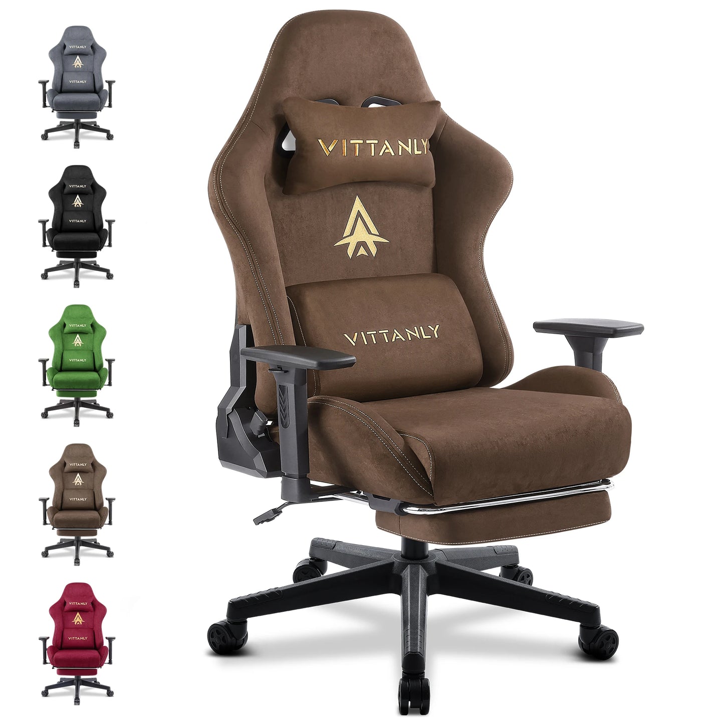 HAPIHAPPY Fashion Gaming Chair Genuine Computer Office Chair with Pocket Spring Cushion Linkage Armrests and Footrest Game Chair