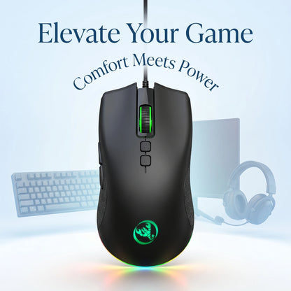 High-End Ergonomic Gaming Mouse with Anti-Slip Side Design Durable Braided Cable Breathing LED Lights USB Plug for PC