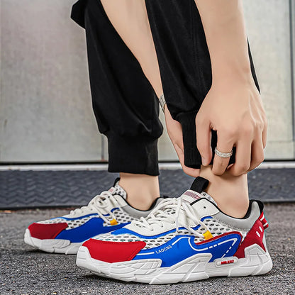 Mens Sports Shoes Summer Mesh Casual Fashion Lace Up Walking Shoes 2026 New Youth Daily Commuting Comfortable Versatile Sneakers