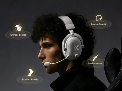 Auscultadores Gaming Sem Fios MCHOSE V9 Turbo 7.1 Surround Sound RGB para Esports com Drivers de 60mm, Microfone com Cancelamento de Ruído e Base de Carregamento