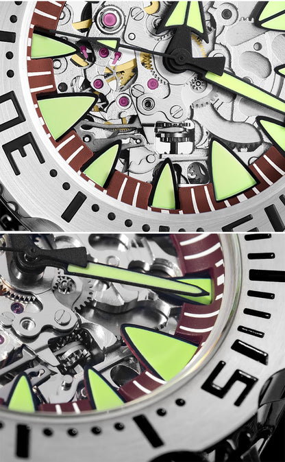 ADDIESDIVE  Luxury Automatic Watches for Men Sapphire 8N24 Stainless Steel Skeleton Luminous 20Bar Waterproof Gift Box Watch