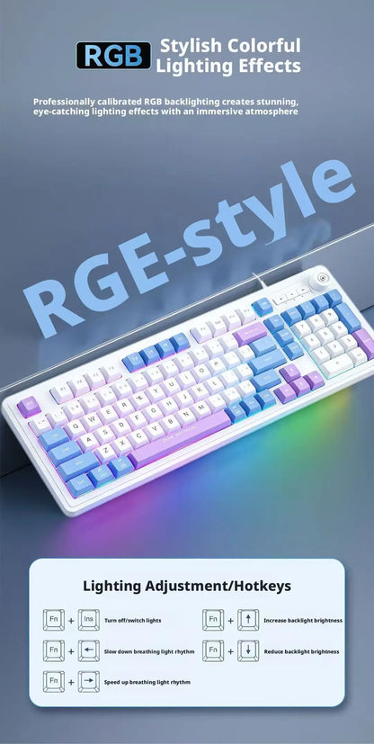 Wired Gaming Keyboard Mechanical Feel with Rotary Knob Three Color Mixed Backlit for PC Desktop Laptop Computer Accessories